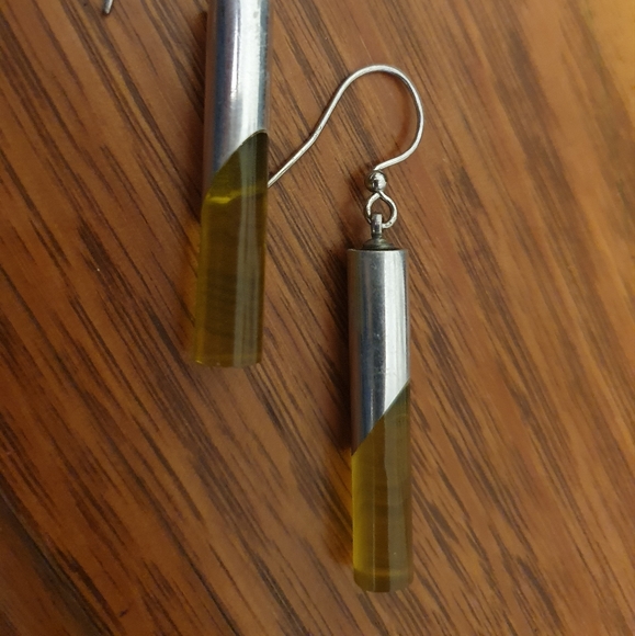 One of a kind pair of earrings yellow silver. - Picture 3 of 4